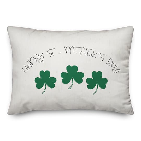 Happy Patricks Day Clover 14&#x22; x 20&#x22; Throw Pillow
